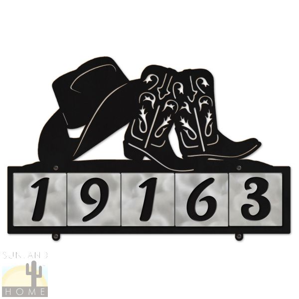 607035 - Hat and Boots 5-Digit Horizontal 4in Tile House Numbers