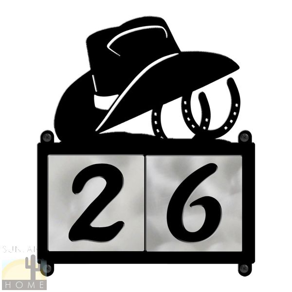 607042 - Horseshoes and Hat 2-Digit Horiz. 4in Tile House Numbers