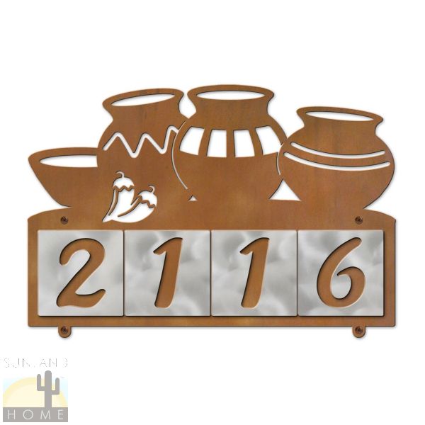 607054 - Chili Pots 4-Digit Horizontal 4in Tile House Numbers