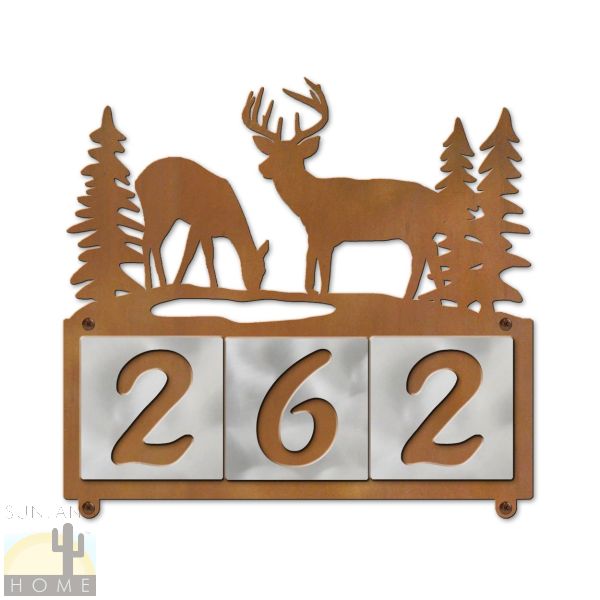 607063 - Deer Pair 3-Digit Horizontal 4in Tile House Numbers