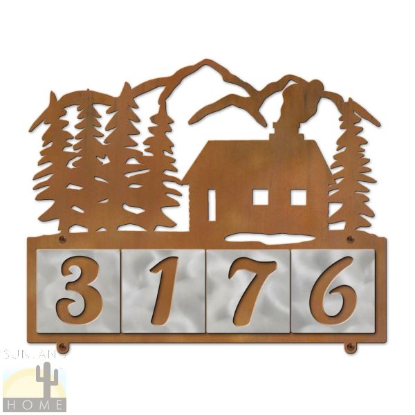 607074 - Cabin Scene 4-Digit Horizontal 4in Tile House Numbers