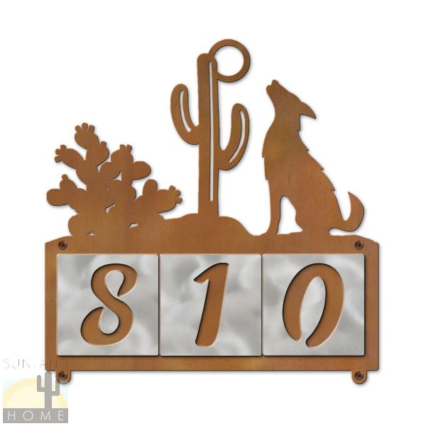 607083 - Coyote Scene 3-Digit Horizontal 4in Tile House Numbers