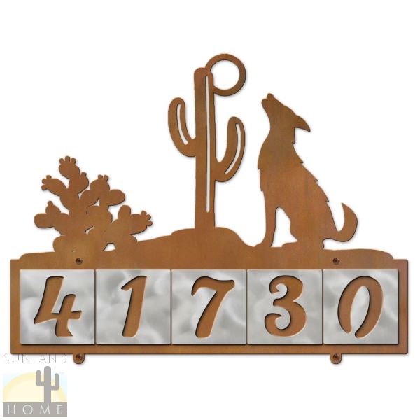 607085 - Coyote Scene 5-Digit Horizontal 4in Tile House Numbers