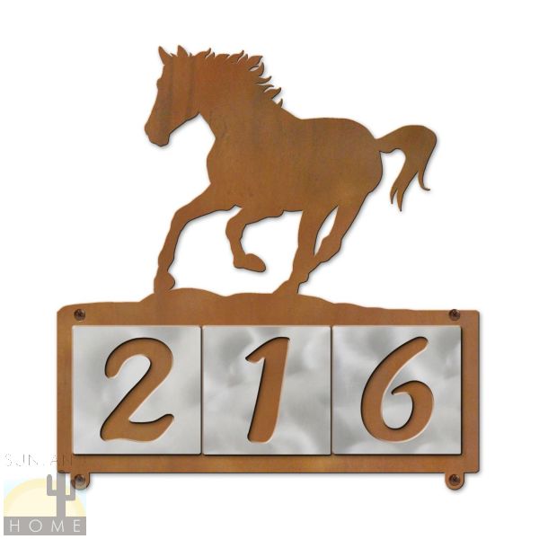 607103 - Running Horse 3-Digit Horizontal 4in Tile House Numbers