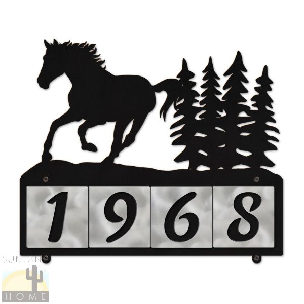 607104 - Running Horse 4-Digit Horizontal 4in Tile House Numbers