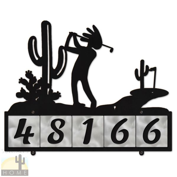 607135 - Desert Kokopelli Golf 5-Digit Horiz. 4in Tile House Numbers