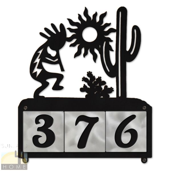 607153 - Kokopelli 3-Digit Horizontal 4in Tile House Numbers