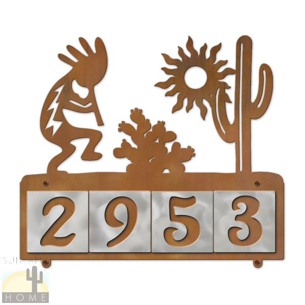 607154 - Kokopelli 4-Digit Horizontal 4in Tile House Numbers