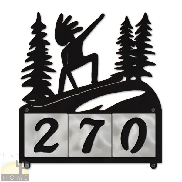 607173 - Snowboarding Kokopelli 3-Digit Horiz. 4in Tile House Numbers