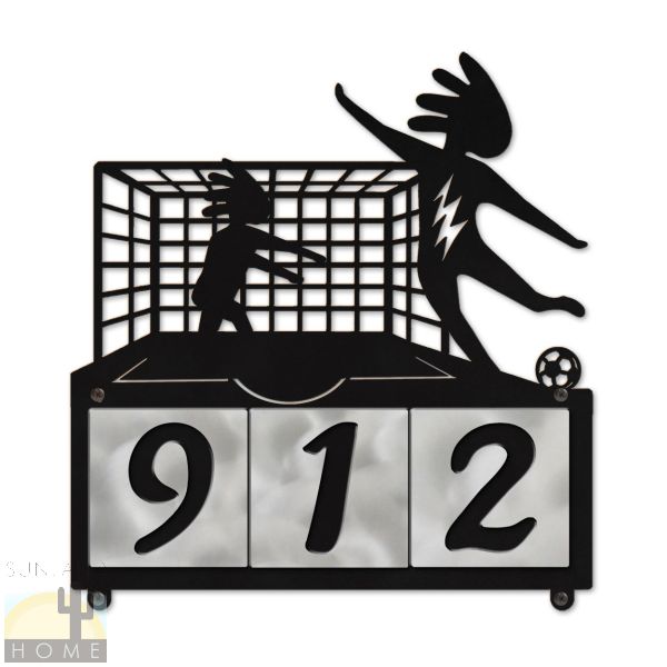 607193 - Kokopelli Soccer 2 3-Digit Horiz. 4in Tile House Numbers