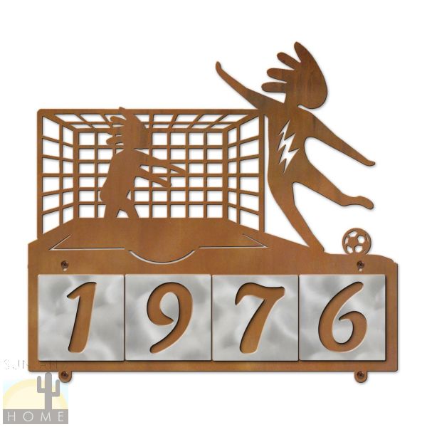 607194 - Kokopelli Soccer 2 4-Digit Horiz. 4in Tile House Numbers