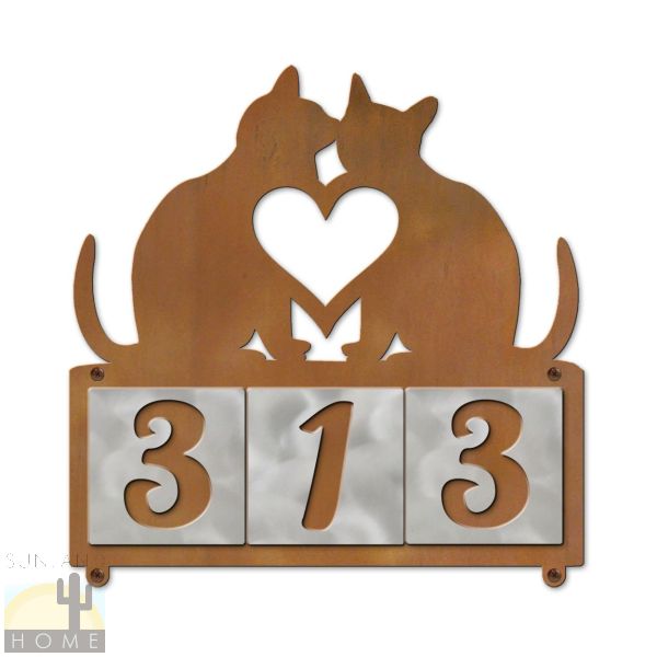 607203 - Love Cats 3-Digit Horizontal 4in Tile House Numbers