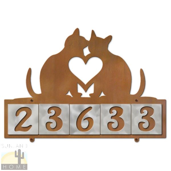 607205 - Love Cats 5-Digit Horizontal 4in Tile House Numbers