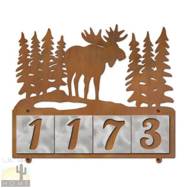 607214 - Moose Scene 4-Digit Horizontal 4in Tile House Numbers