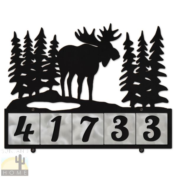 607215 - Moose Scene 5-Digit Horizontal 4in Tile House Numbers