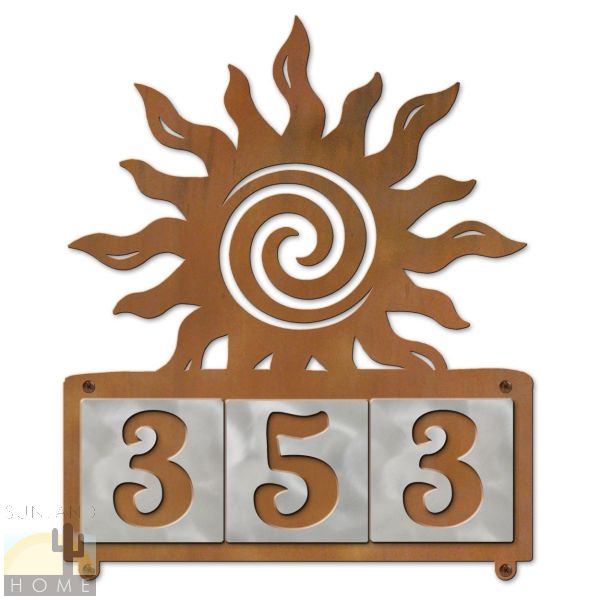 607223 - Sun Spiral 3-Digit Horizontal 4in Tile House Numbers