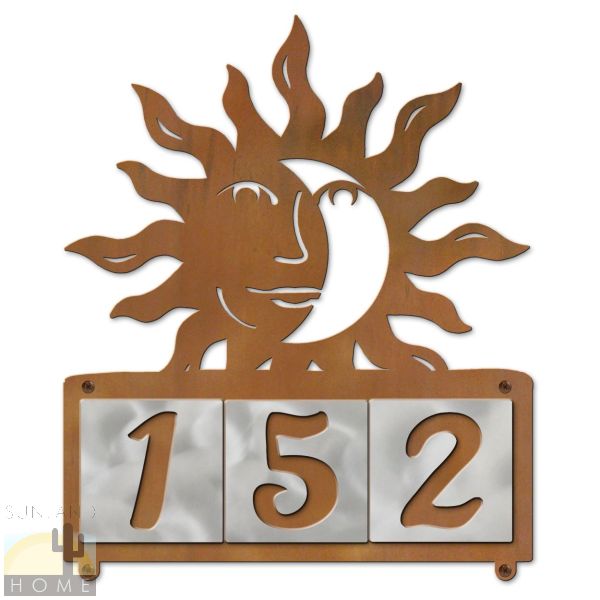 607243 - Eclipse Sun Face 3-Digit Horizontal 4in Tile House Numbers