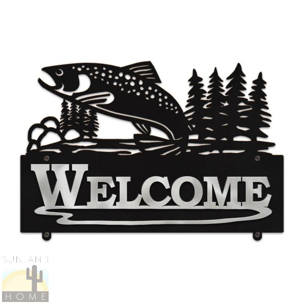 607258 - Trout Horizontal Custom Metal Welcome Sign