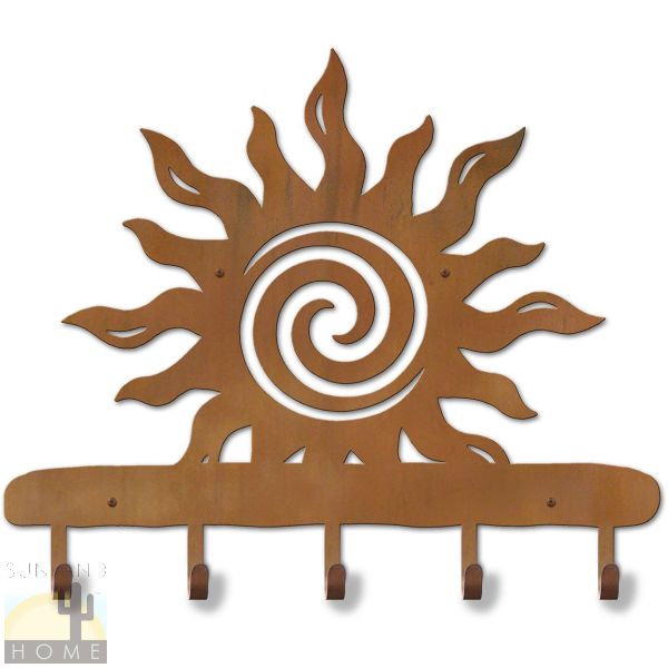608222 - 24in Sun Spiral Decorative Art Metal Coat Hooks