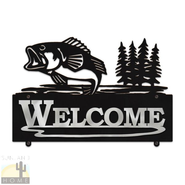 609018 - 25in Wide Bass Lake Horizontal Metal Welcome Sign