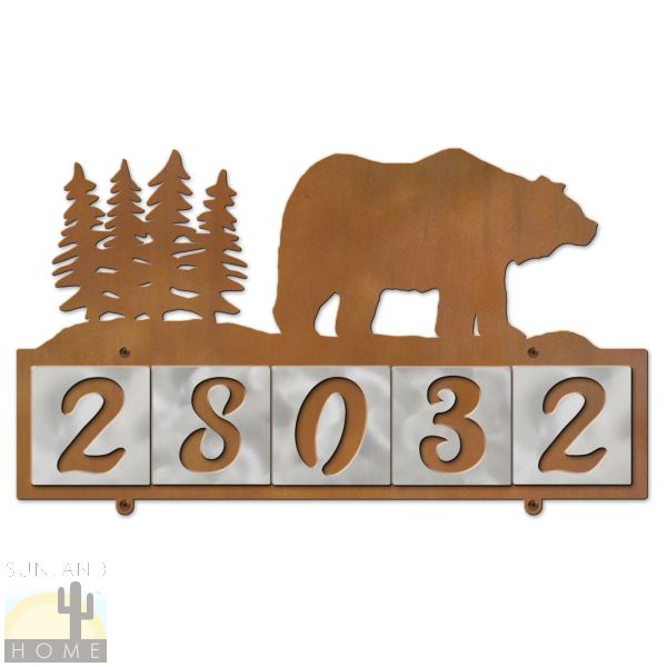 609025 - Bear Scene 5-Digit Horizontal 6in Tile House Numbers