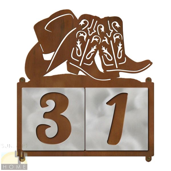 609032 - Hat and Boots 2-Digit Horizontal 6in Tile House Numbers