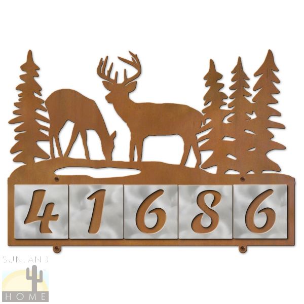 609065 - Deer Pair 5-Digit Horizontal 6in Tile House Numbers