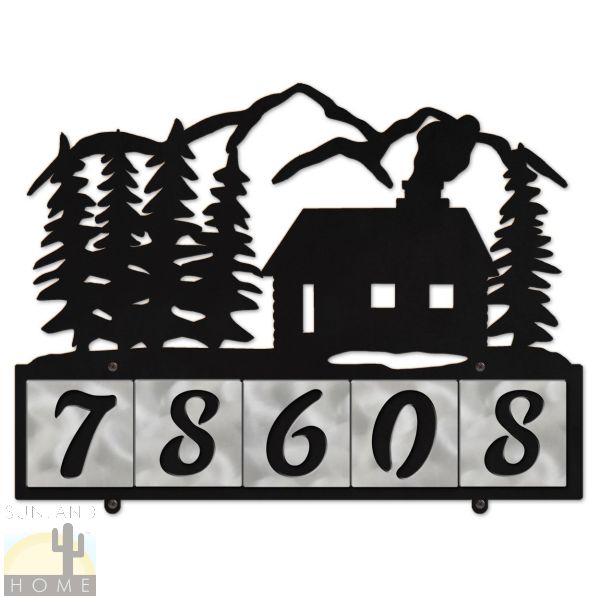 609075 - Cabin Scene 5-Digit Horizontal 6in Tile House Numbers