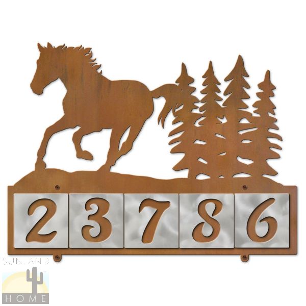 609105 - Running Horse 5-Digit Horizontal 6in Tile House Numbers