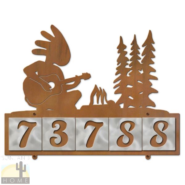 609125 - Camping Kokopelli 5-Digit Horizontal 6in Tile House Numbers