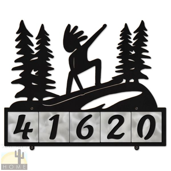 609175 - Snowboarding Kokopelli 5-Digit Horiz. 6in Tile House Numbers