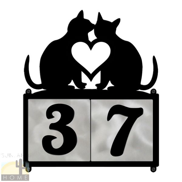 609202 - Love Cats 2-Digit Horizontal 6in Tile House Numbers