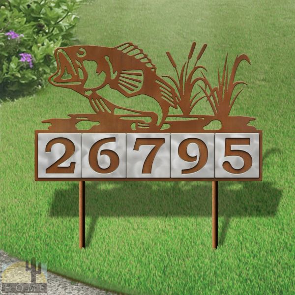 610005 - Bass in Reeds 5-Digit Horizontal 6in Tiles Yard Sign