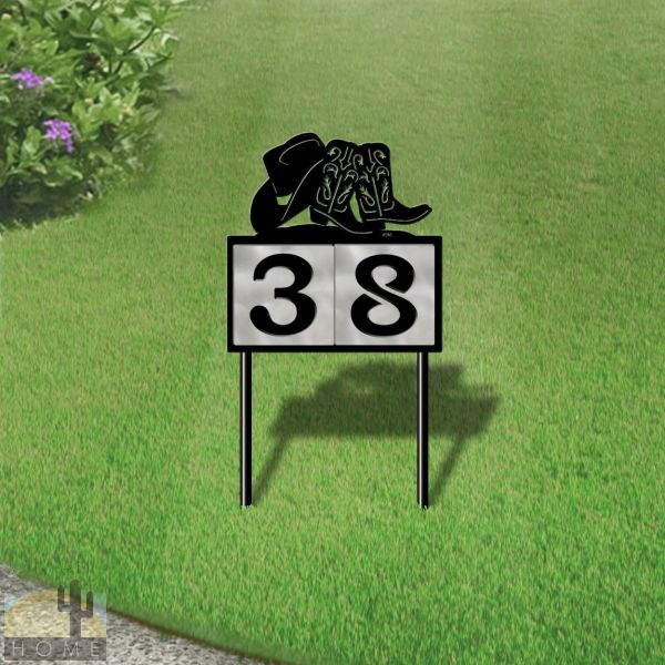 610032 - Hat and Boots 2-Digit Horizontal 6in Tiles Yard Sign