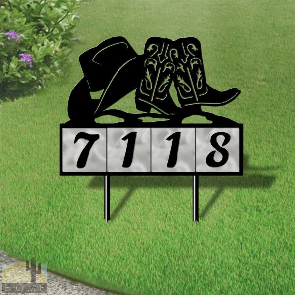 610034 - Hat and Boots 4-Digit Horizontal 6in Tiles Yard Sign