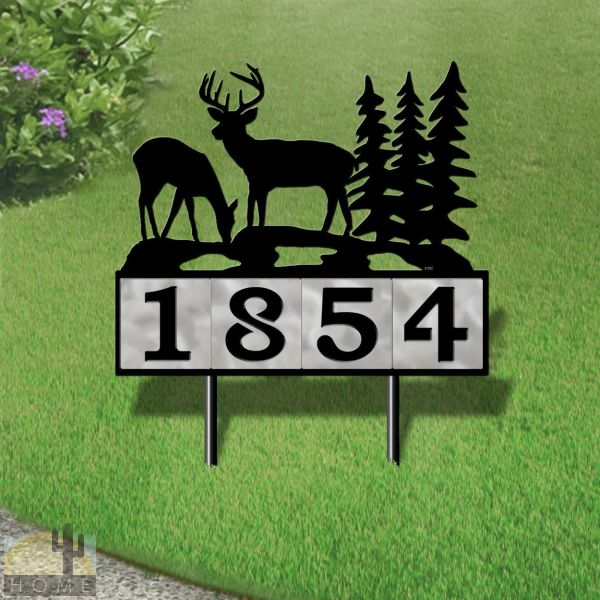 610064 - Deer Pair 4-Digit Horizontal 6in Tiles Yard Sign