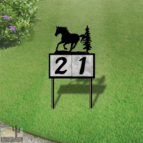 610102 - Running Horse 2-Digit Horizontal 6in Tiles Yard Sign