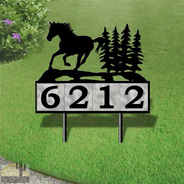 610104 - Running Horse 4-Digit Horizontal 6in Tiles Yard Sign