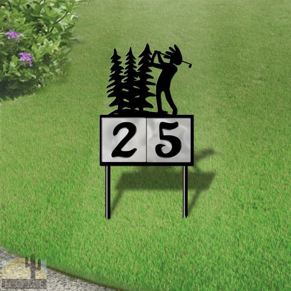 610142 - Kokopelli Golf Trees 2-Digit Horizontal 6in Tiles Yard Sign