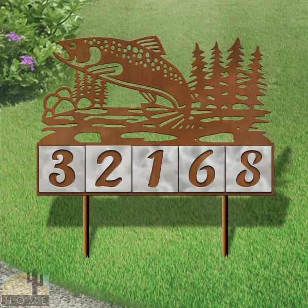 610255 - Trout 5-Digit Horizontal 6in Tiles Yard Sign