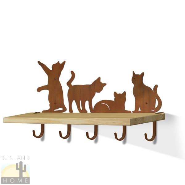 618047R - Cat Quartet 24in Shelf with Hooks in Rust