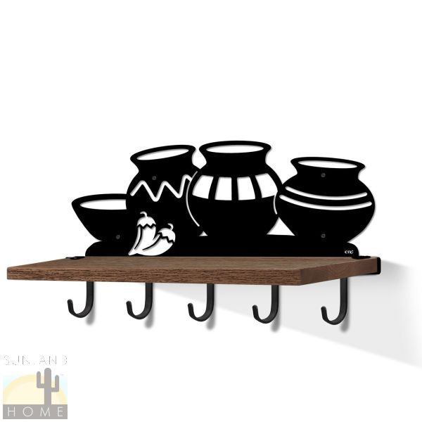 618052B - Ancient Pots 24in Shelf with Hooks in Black