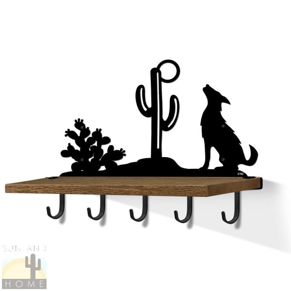 618082B - Howling Coyote 24in Shelf with Hooks in Black