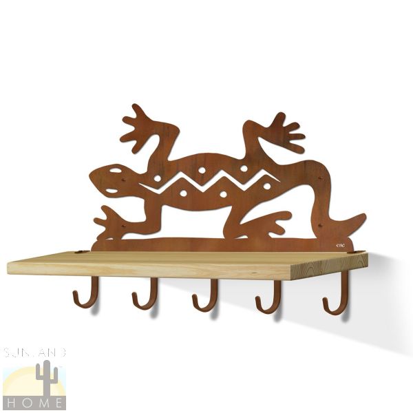 618232R - Santa Fe Lizard 24in Shelf with Hooks in Rust