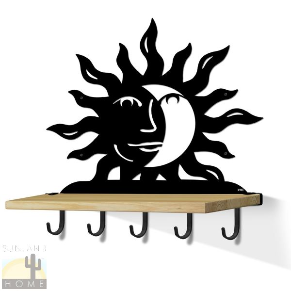 618242B - Sun Face Eclipse 24in Shelf with Hooks in Black
