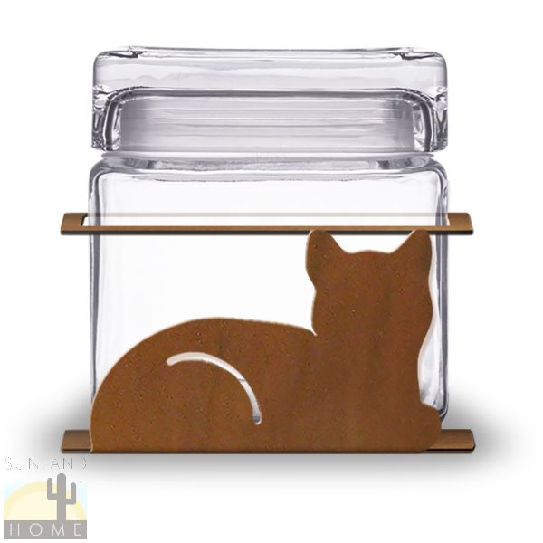 620011R - Meatloaf Cat 1-Quart Glass and Metal Kitchen Canister in Rust Patina