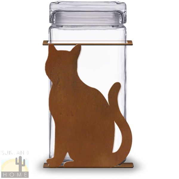 620013R - Sitting Cat 2-Quart Glass and Metal Kitchen Canister in Rust Patina