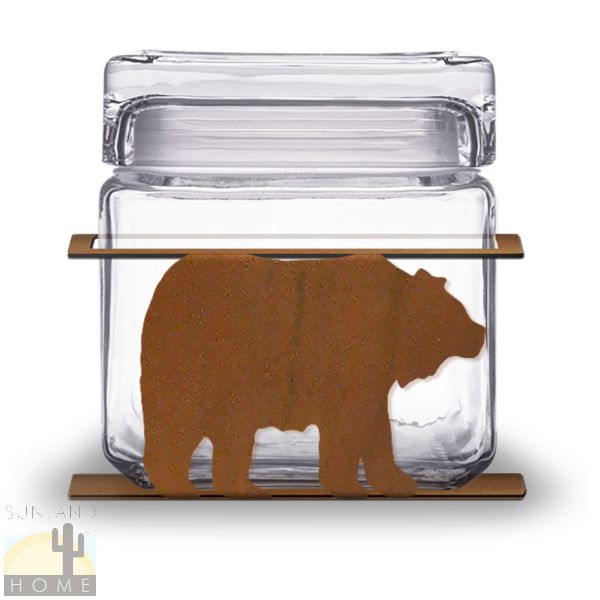 620031R - Bear 1-Quart Glass and Metal Kitchen Canister in Rust Patina