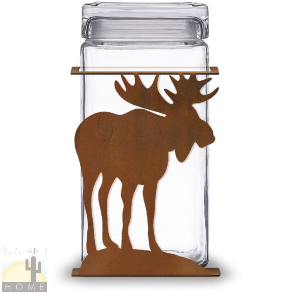 620033R - Moose 2-Quart Glass and Metal Kitchen Canister in Rust Patina