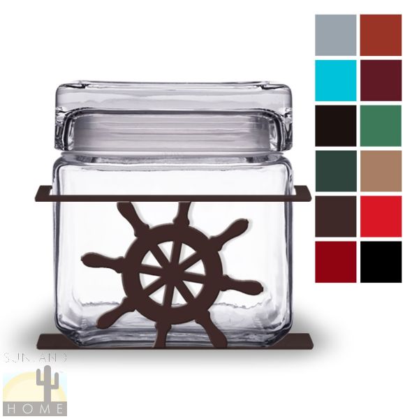 620041 - Ship's Wheel 1-Quart Glass and Metal Kitchen Canister - Choose Color
